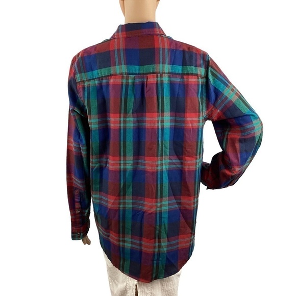 Marine Layer Button Down Top Size L Blue Plaid Long Sleeve - Picture 5 of 7